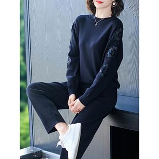 休闲运动套装女2025新款洋气减龄针织套装妈妈名牌运动服套装春秋
