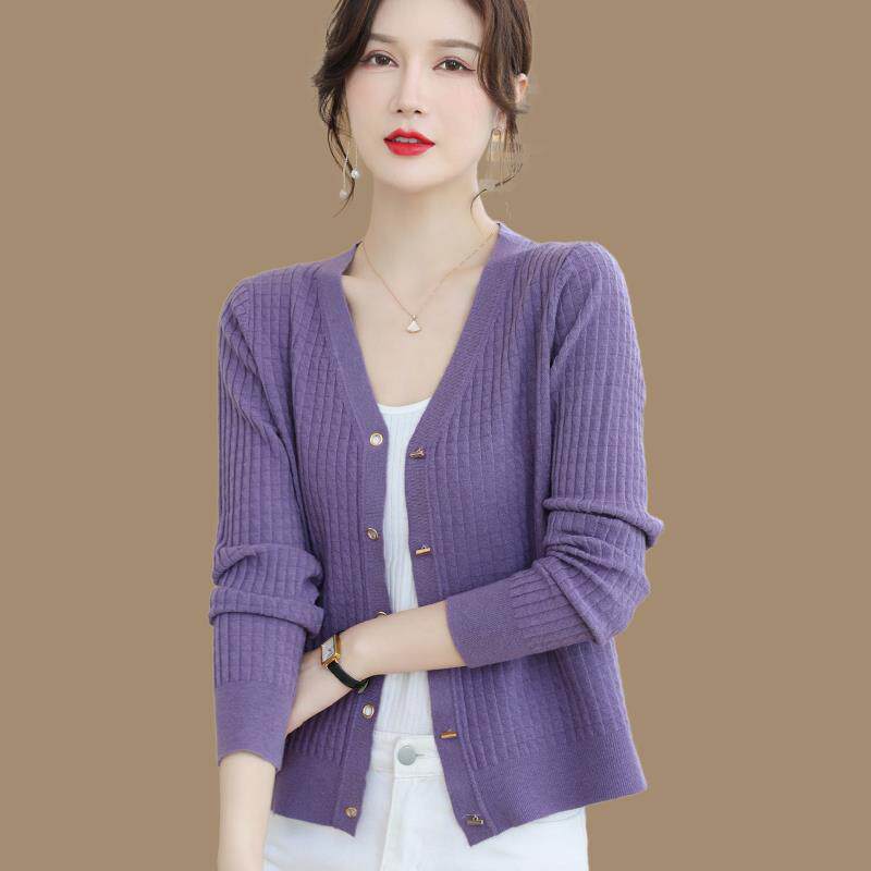 短款开衫针织羊毛衫女薄款小外搭上衣配裙子洋气中年妈妈毛衣外套