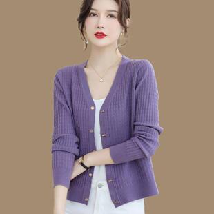 短款开衫针织羊毛衫女薄款小外搭上衣配裙子洋气中年妈妈毛衣外套