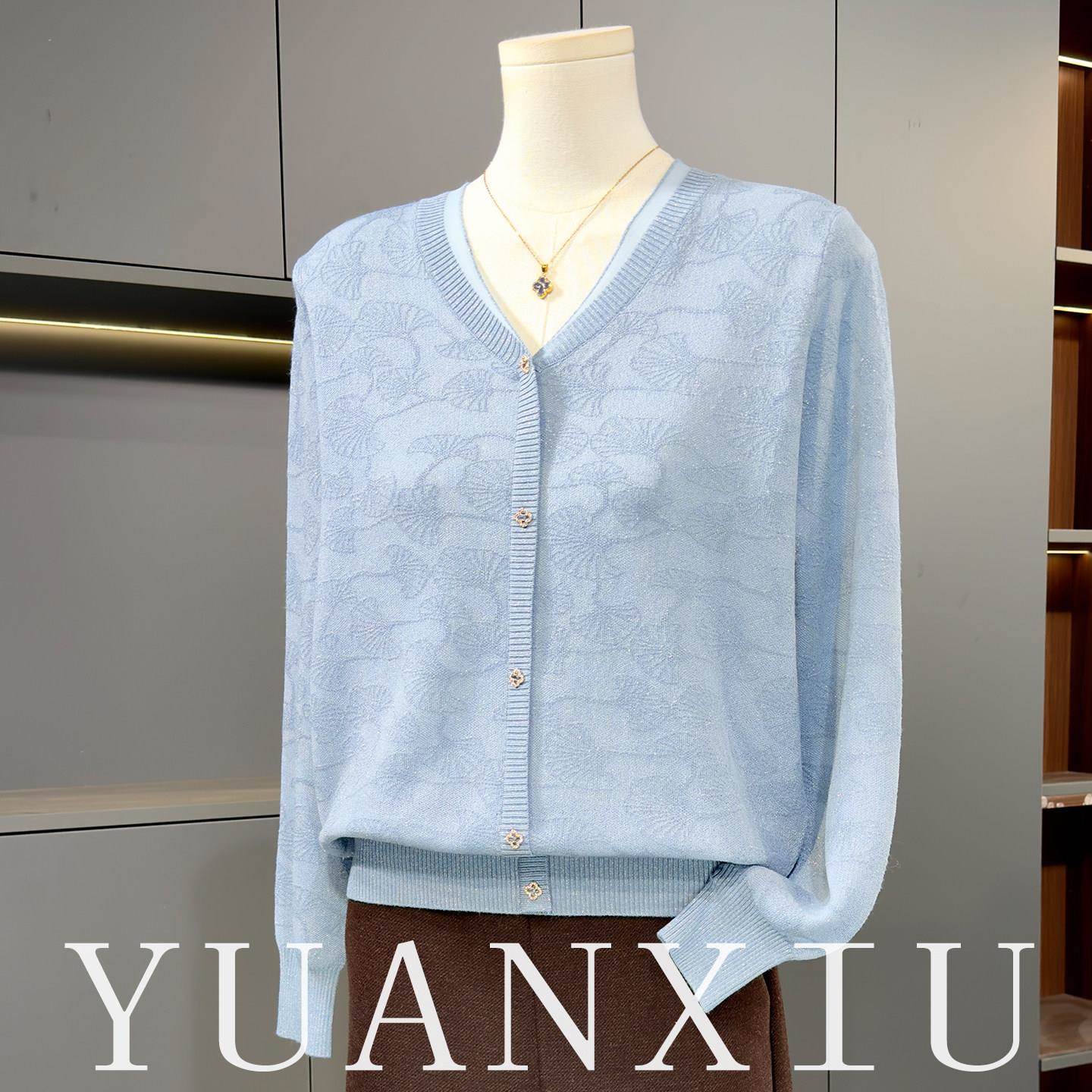 时尚春装针织衫女显年轻妈妈款端庄大气上衣服中老年春秋打底衫薄
