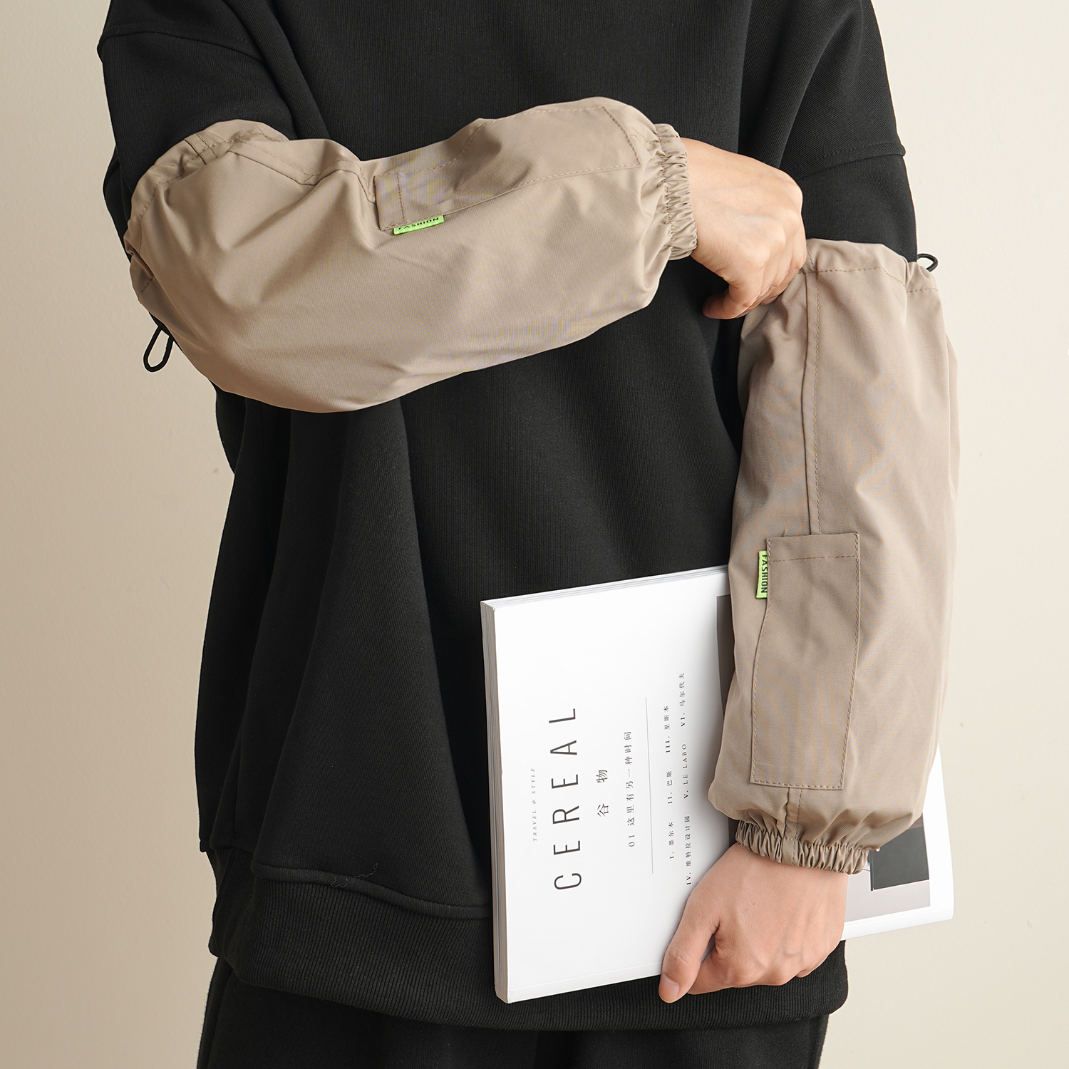 袖套秋冬防水防脏厨房家用护袖秋冬羽绒服套袖男女办公新款小口袋