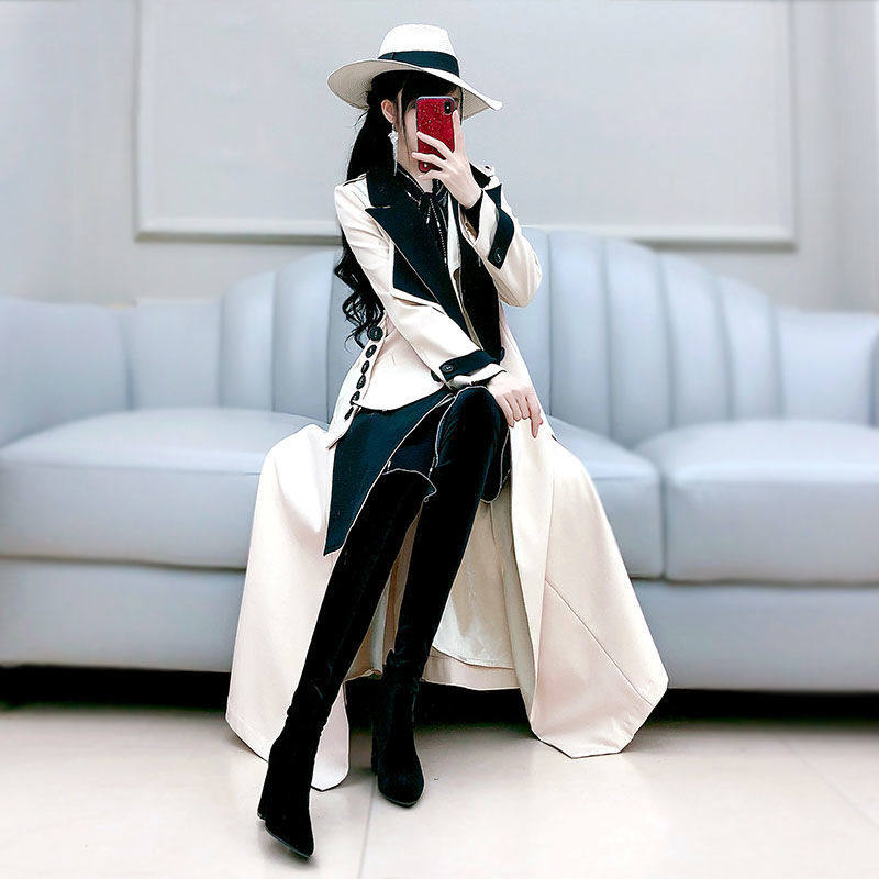 七七之缘秋装新款风衣外套风衣女中长外套大衣女装薄款风衣女玖姿