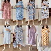 大码 外贸出口转内销夏季 睡裙长款 200斤睡衣短袖 宽松家居服 女薄款