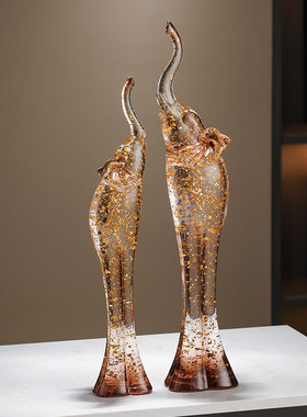 轻奢小众艺术客厅电视柜大象摆件