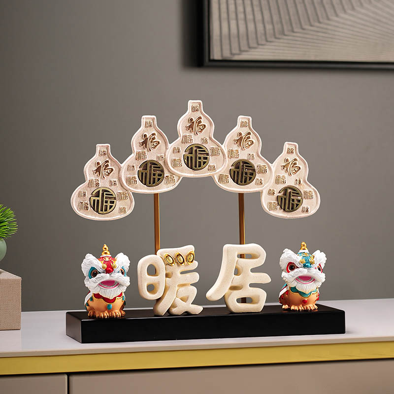 新中式醒狮摆件福葫芦装饰品