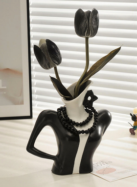 简约ins黑白人体花瓶装饰摆件