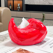 红辣椒造型陶瓷抽纸盒可爱创意家用客厅茶几卧室办公室装 饰纸巾盒