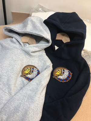 秋冬连帽男童重工刺绣薄绒卫衣