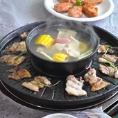 一体锅涮烤两用多功能烤盘商用大铸铁烧烤火锅烤肉铁板锅