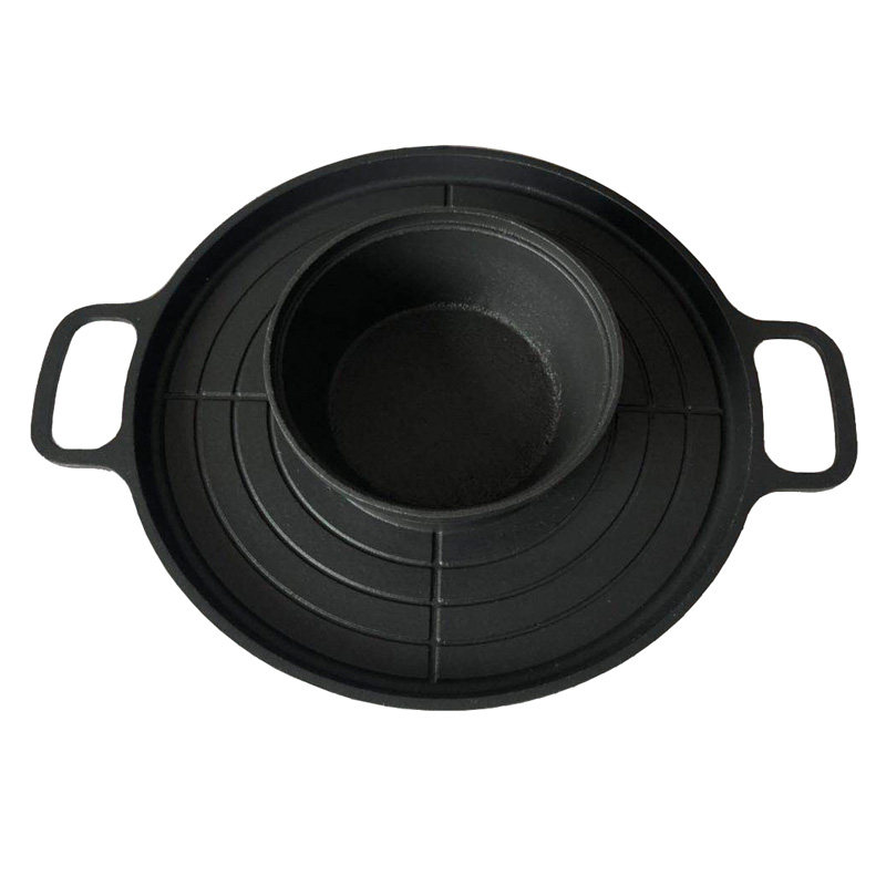 涮烤一体锅麦饭石不沾锅加厚双耳铸铝两用锅配鸳鸯清汤加大汤锅