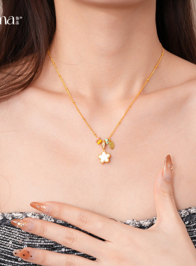 红色双面贝母葫芦吊坠项链秋冬轻奢小众高级感气质新年喜庆毛衣链