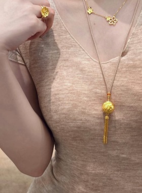 金店同款沙金仿真金繁花似锦流苏项链女款轻奢小众设计百搭精致