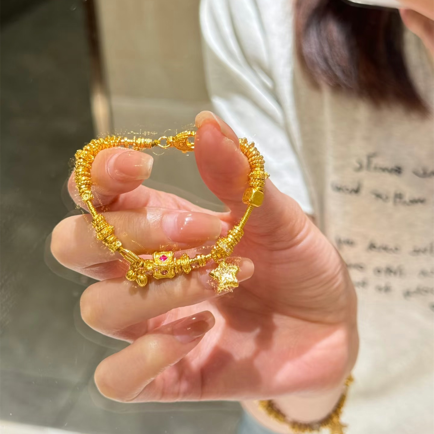 金店同款沙金仿真金星星盘缠手链女款轻奢高级感手串送女友礼物
