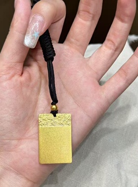 仿金沙金黄金色古法无事牌吊坠女轻奢镀金锁骨链简约轻奢男女同款