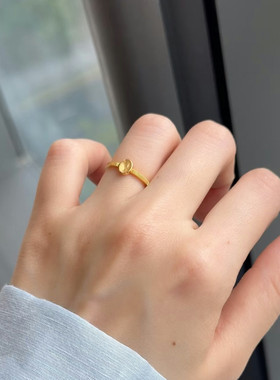 金店同款沙金仿真金猫眼转运珠戒指女款轻奢高级感指环送女友礼物
