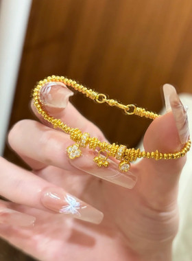 金店同款沙金仿真金四叶花盘缠手链女款轻奢高级感手串送女友礼物