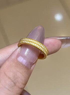 沙金简约点钻满天星排钻戒指女款轻奢高级感指环手饰金色时尚款