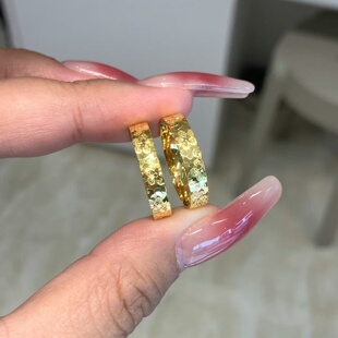 金店同款沙金仿真金三面樱花碎碎冰戒指女款轻奢小众百搭指环礼物