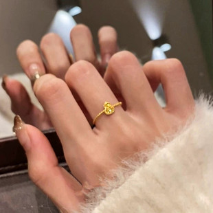 沙金仿真金镀金点钻碎冰冰葫芦戒指女款轻奢小众设计感高级