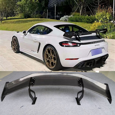 适用于保时捷718boxster981 987卡曼Cayman改装GT4RS真碳纤维尾翼