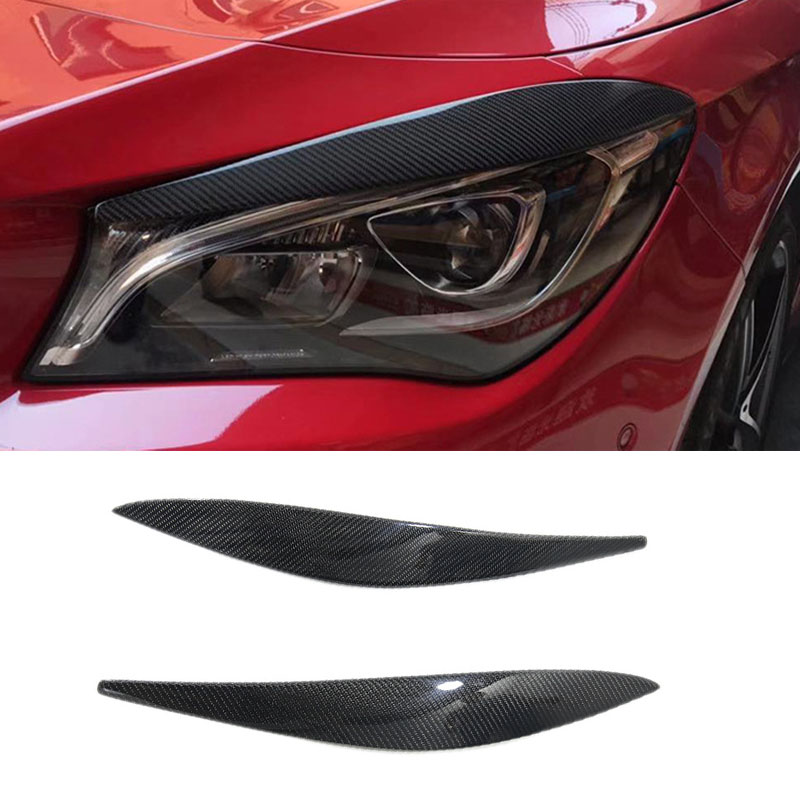 适用于2013-2019 奔驰CLA 真碳纤维改装大灯灯眉眼眉汽车装饰饰件