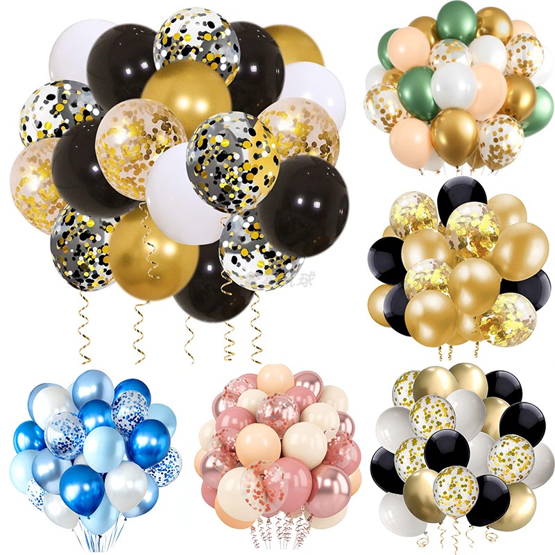 加厚12寸金属金生日派对气球装饰场景结婚房布置金亮片气球装饰