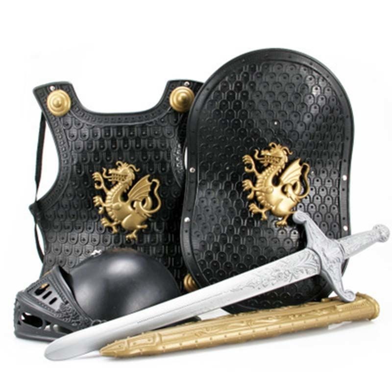 儿童表演服装道具勇士铠甲可穿将军盔甲刀剑盾牌头盔铠甲帽玩具