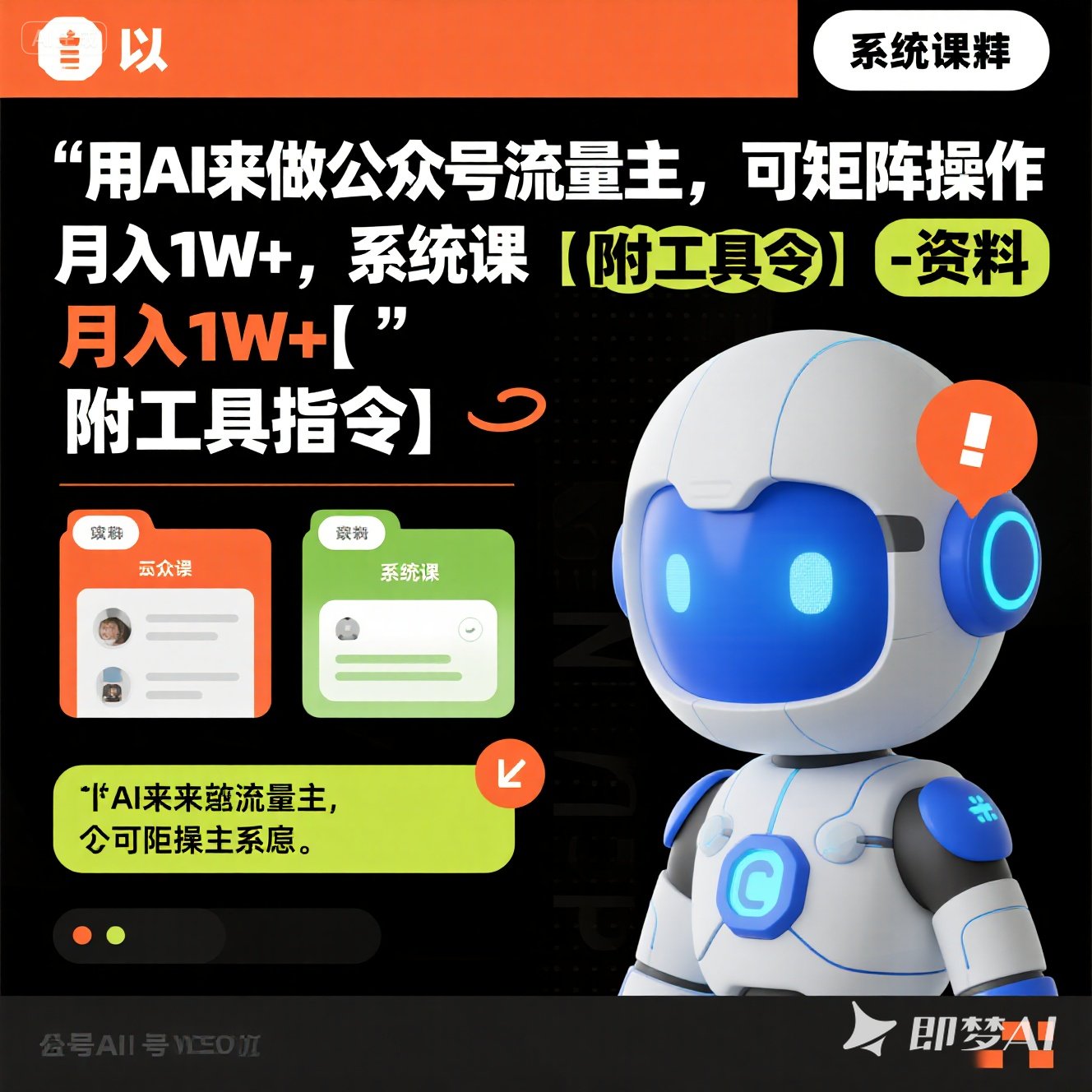 AI公众号流量主矩阵月入1W+系统课附工具指令资料课程教程