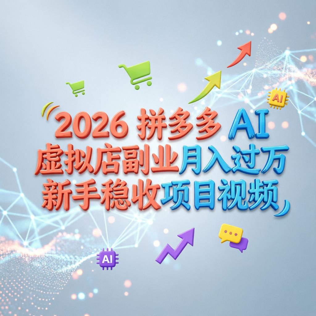 2026 拼多多 AI 虚拟店副业月入过万新手稳收项目视频