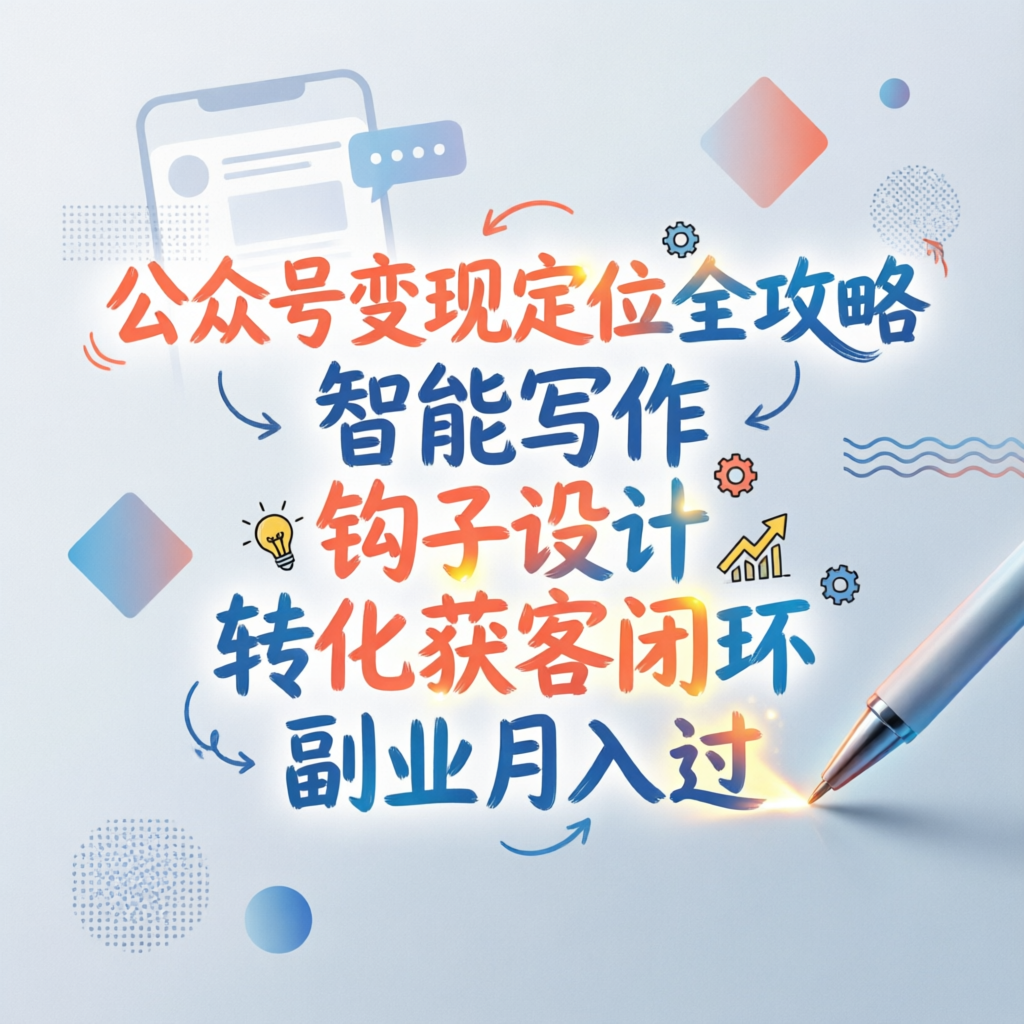 公众号变现定位全攻略智能写作钩子设计转化获客闭环副业月入过