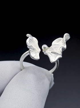 蝴蝶戒指轻奢可调节开口戒女