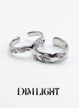 很闪素圈锆石戒指女小众设计开口戒冷淡风气质个性百搭指环套装