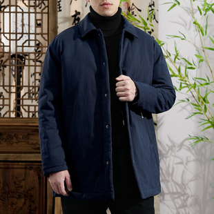 翻领冬季男士棉服棉衣棉袄外套加厚保暖防风中长高端男装宽松