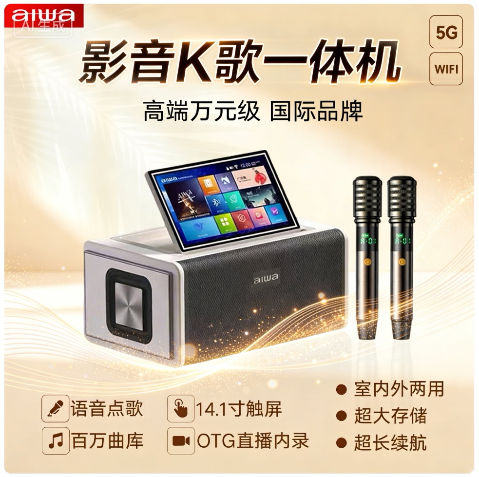 aiwa爱华AI680家庭KTV音响点歌机电视卡拉OK歌户外广场舞直播露营