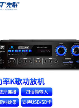 先科D20定阻蓝牙功放机 家庭影院混响hifi功放FM收音 家用KTV音响