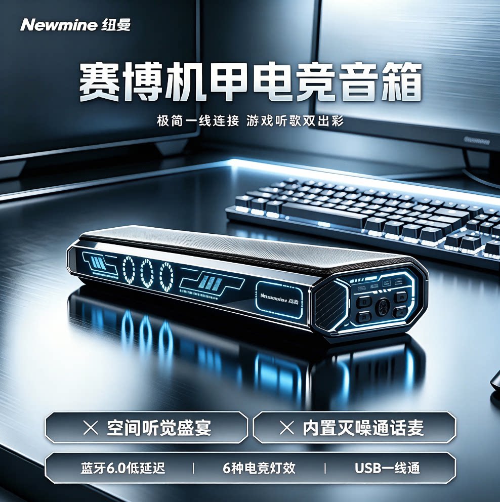 纽曼V13/V8电脑游戏音响电竞蓝牙音箱麦克风立体环绕手机桌面音响