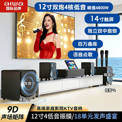 aiwa爱华WA777/666电视音响家庭影院KTV点歌机 K歌低音炮环绕音箱