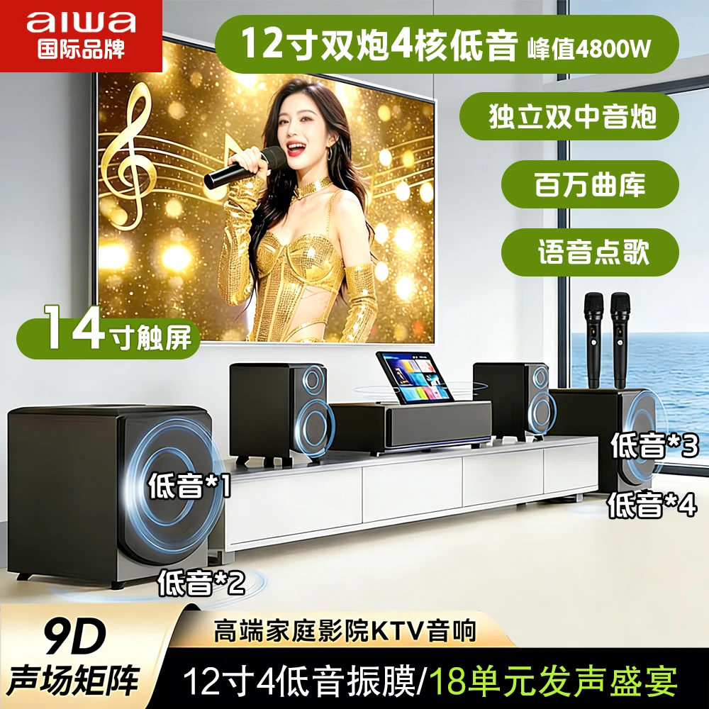 aiwa爱华WA777/222电视音响家庭影院KTV点歌机 K歌低音炮环绕音箱