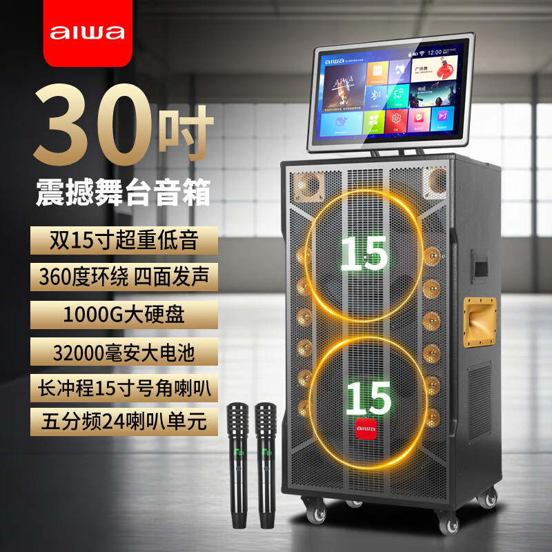 aiwa爱华AI880家庭KTV音响点歌机K歌 户外广场舞会议露营活动音箱