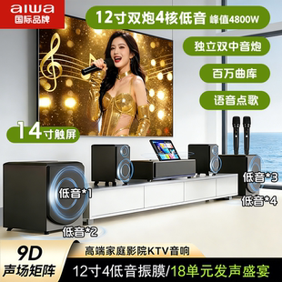 aiwa爱华WA777/111电视音响K歌低音炮 语音点歌机家庭影院KTV音箱