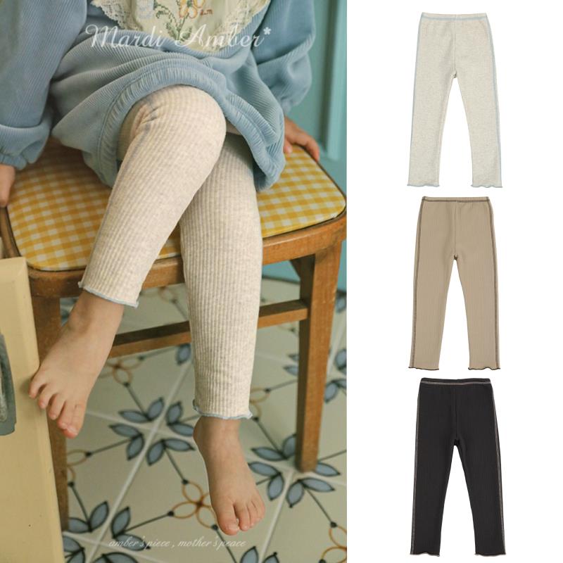 哦哦乐韩国童装加绒裤现货！韩国童装Amber正品儿童线条基本款加