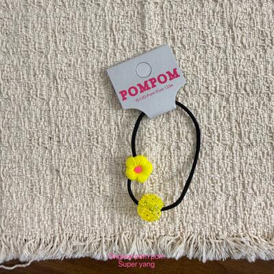 韩国original pom pom2026春款发饰刺绣花朵砂糖发圈皮筋发圈