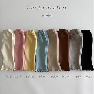 哦哦乐韩国童装现货韩国婴幼童装女宝宝公主加绒裤子可爱百搭木耳