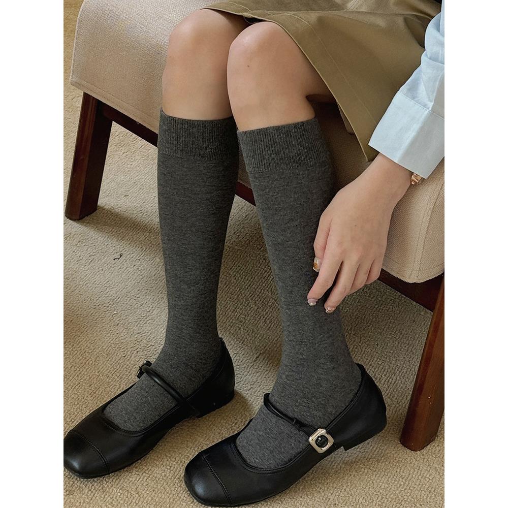 哦哦乐韩国童装纯色安可拉红袜子韩国东大门秋冬季简约百搭ins风