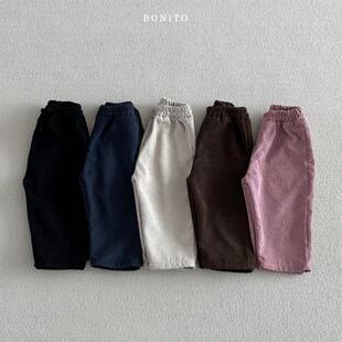 哦哦乐韩国童装现货韩国进口婴幼童装灯芯绒裤子男女童冬季简约百