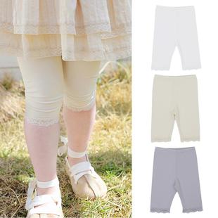 哦哦乐韩国童装打底裤现货!韩国童装Amber正品女童甜美蕾丝五分