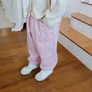 哦哦乐韩国童装春款男童女童日系感复古收口休闲裤