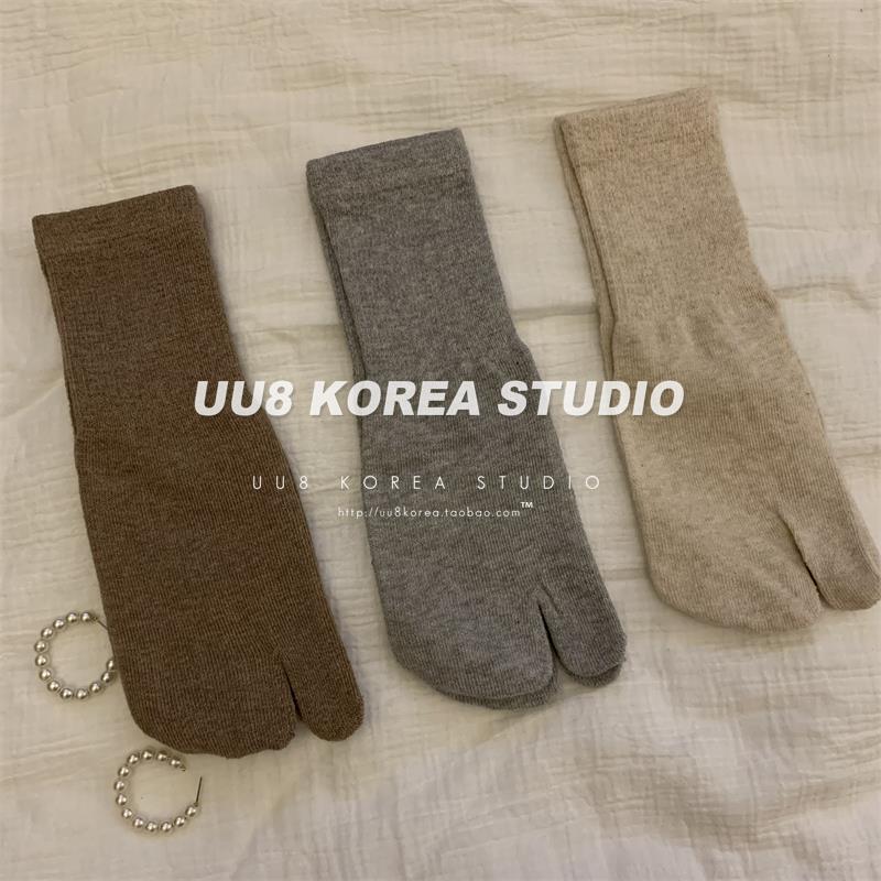 哦哦乐韩国童装UU8 韩国~这是分趾袜の简约纯色棉质短袜女袜 满六