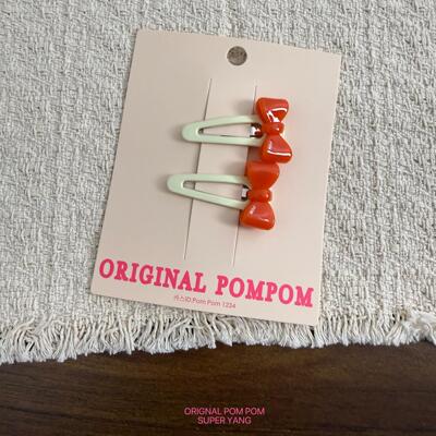 韩国original pom pom2026春夏发饰彩色蝴蝶结掰掰夹发夹发卡