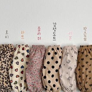 哦哦乐韩国童装现货韩国童装春秋季休闲条绒长裤子男女童宝宝小熊